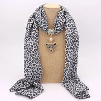 Ahmed Autumn and Winter Fashion Rhinestone Leopard Head Pendant Leopard Scarf Necklace For Women New Neckerchief Scarves Jewelry