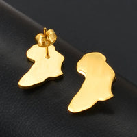 Anniyo 1.9CM Africa Map Stud Earrings Women Girls,Gold Plated,Silver Color Stainless Steel African Jewelry Party Wedding #131821