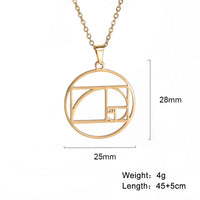 Skyrim Fibonacci Spiral Circle Triangle Golden Ratio Geometry Pendant Necklace Stainless Steel Women Choker Necklace Jewelry