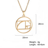 Skyrim Fibonacci Spiral Circle Triangle Golden Ratio Geometry Pendant Necklace Stainless Steel Women Choker Necklace Jewelry