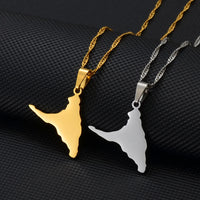 Anniyo Comoros Anjouan Island Map Pendant Necklaces Silver Color/Gold-Plated Ndzouani Jewelry #265921