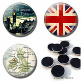 England Big Ben Fridge Magnet 1PCS Glass Cabochon British London Souvenir United Kingdom Flag Map Refrigerator Magnets Stickers