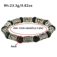 New Classic Natural Wood Beads Bracelets For Women Meditation Prayer Sliver Om Pendant Bracelet Men Wooden Yoga Jewelry