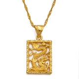 Anniyo Auspicious Dragon Pendant Necklace for Women Girls Gold Color Jewelry Jewellery Chinese Style @@010709