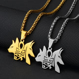 Anniyo Ancient Egypt Symbol Dog Cat Ankh Cross Eye Pendant Necklace for Women Men Nile Key African Amulet Jewelry #268121