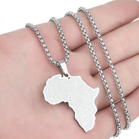 Kinitial Stainless Steel African Country Map Pendant Charm Necklace Jewelry  Clavicle Chain Necklace for Women Party Choker Gift