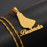Anniyo Map of the Barbados Island With City Names Pendant Necklaces Silver Color/Gold Color Maps Barbados Jewelry #125121