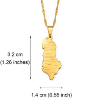 Anniyo Albania Map With Cities Pendant Necklaces Gold Color/Silver Color Albanian Jewelry #214221