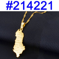 Anniyo Albania Map With Cities Pendant Necklaces Gold Color/Silver Color Albanian Jewelry #214221