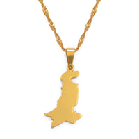Anniyo Pakistan Map Pendant Necklaces Stainless Steel and Silver Color/Gold Color Pakistani Ethnic Jewelry #111321