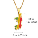 Anniyo 3.5CM Republic of the Congo Map Flag Pendant Necklaces Brazzaville Ethnic Ornament Jewelry #168221