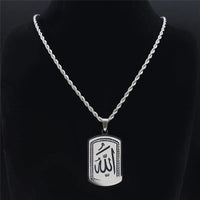 Muslim Islamic Quran Allah Stainless Steel Statement Necklace for Men Gold Color Chain Necklace Jewelry collier homme N1208S02
