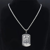 Muslim Islamic Quran Allah Stainless Steel Statement Necklace for Men Gold Color Chain Necklace Jewelry collier homme N1208S02