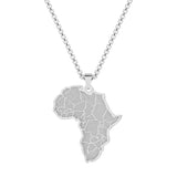 Kinitial Stainless Steel African Country Map Pendant Charm Necklace Jewelry  Clavicle Chain Necklace for Women Party Choker Gift