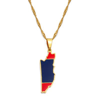 Anniyoc Belize Map Flag Pendant Necklaces for Women Girls Gold Color Charm Belize's Maps Jewelry Patriotic Ethnic s #168921