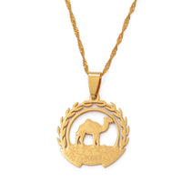 Anniyo Eritrea Map Flag Pendant Necklaces Chain Women Girls,Map of Eritrea Gold Color Jewelry African Necklace Ethiopia #109921
