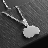 Anniyo 1.8CM Small Size North Macedonia Map Pendant Necklaces For Women Girls Silver Color/Gold Color Jewelry  #146821