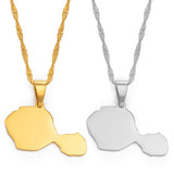 Anniyo Tahiti Map Pendant Necklaces for Women Girls Gold Color/Silver Color French Polynesia Jewelry #166421