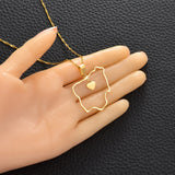 Anniyo Nigeria Map Pendant Necklaces Heart Nigerian Maps Jewelry  Gold Color Maps #154221