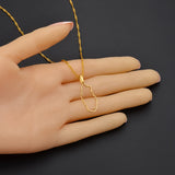 Anniyo (SMALL SIZE) Gold Color/Silver Color Stainless Steel Outline Qatar Map Pendant Necklaces Women Qataris Maps #027321