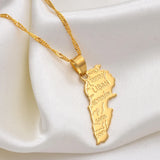 Anniyo Liban Map Pendants Chain Necklaces for Women Girls Gold Color Jewelry Lebanon Maps #007410