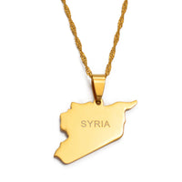 Anniyo Syria Map Necklaces Gold Color Silver Color Charms Pendant Necklaces Syrians Jewelry Middle East @007321