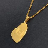 Anniyo Gold Color ST. Vincent Map Pendant and Thin Chain Necklaces Saint Vincent Maps Jewelry #020721