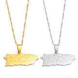 Anniyo Puerto Rico Map With Cities Pendant Necklaces Gold Color Silver Color PR Puerto Ricans Jewelry #267121