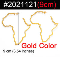 7CM/9CM Outline Africa Map Big Earrings Exaggerate Earring African Jewelry Traditional Ethnic Hyperbole Earrings #201121