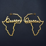 Anniyo African Map Big Earrings Exaggerate Larger Queen Earring Stud Africa Traditional Ethnic Hyperbole Wedding Jewelry #231821