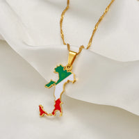 Anniyo Italy Map Flag Pendant Necklaces Silver Color/Gold Color Italian Maps Jewelry @209321