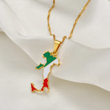 Anniyo Italy Map Flag Pendant Necklaces Silver Color/Gold Color Italian Maps Jewelry @209321