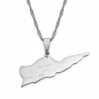 Anniyo Map of ST. CROIX Pendants Necklace Chains for Women Girls Saint Croix Jewelry Maps @136021