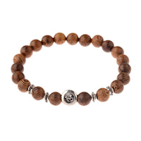 New Classic Natural Wood Beads Bracelets For Women Meditation Prayer Sliver Om Pendant Bracelet Men Wooden Yoga Jewelry