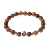 New Classic Natural Wood Beads Bracelets For Women Meditation Prayer Sliver Om Pendant Bracelet Men Wooden Yoga Jewelry