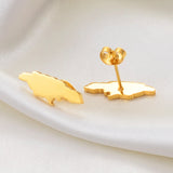 Anniyo Jamaica Map Stud Earrings for Women Girl Gold Color and Stainless Steel Jamaican Jewelry #139721