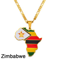 Anniyo 3.8CM Hip-hop Africa Map Pendant Necklace Jewelry Ghana Nigeria Congo Sudan Somalia Uganda Zimbabwe Zambia Liberia#207921