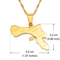 Anniyo 3.5cm Bonaire Map and Village Pendant Necklaces Stainless Steel and Gold Color Netherlands Antilles Jewelry #138921