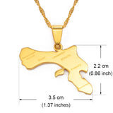 Anniyo 3.5cm Bonaire Map and Village Pendant Necklaces Stainless Steel and Gold Color Netherlands Antilles Jewelry #138921