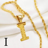 Anniyo A-Z Letters Necklaces Women Men Gold Plated Initial Pendant Rope Chain English Letter Jewelry Alphabet African #058002B