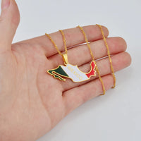 Anniyo Mexico Map Colored Flag Pendant Necklace for Women Girls Mexican Maps Jewelry #251521