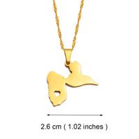 Anniyo Map of Guadeloupe Pendants Necklaces for Women Jewelry France Guadeloupe Map Heart and Contour Design @259121
