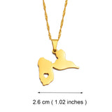 Anniyo Map of Guadeloupe Pendants Necklaces for Women Jewelry France Guadeloupe Map Heart and Contour Design @259121