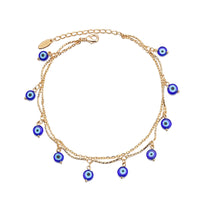 Lucky Eye Turkish Evil Eye Ankle Bracelet Gold Color Copper Foot Leg Chain Anklet Fashion Jewelry Gifts for Women Men EY6734