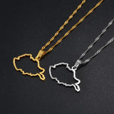 Anniyo 3CM/2CM Outline Afghanistan Map Pendant Necklaces for Women Girls,Afghan Maps Jewelry #257721