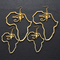 Anniyo African Map Ancient Egyptian Eye of Horus Exaggerate Larger Earring Amulet Egypt Traditional Ethnic Hyperbole #158221