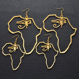 Anniyo African Map Ancient Egyptian Eye of Horus Exaggerate Larger Earring Amulet Egypt Traditional Ethnic Hyperbole #158221