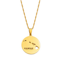 Anniyo Round Hawaii State Map Pendants Necklaces Hawaiian Jewelry #256521