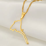 Anniyo Outline Eritrea Map Pendant Necklaces for Women Girls Silver Color/Gold Color Jewelry African Map of Eritrean #207621