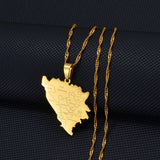 Anniyo Bosnia and Herzegovina Map With City Name Pendant Necklaces Bosna Hercegovina Jewelry #258021